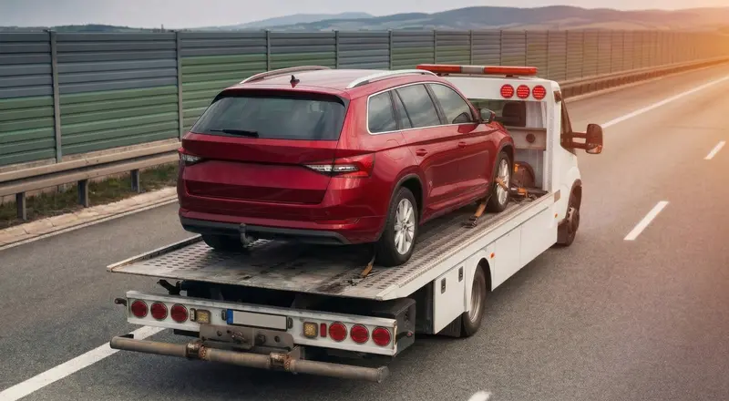 Guincho para carros em Tubarão – carro sendo carregado em plataforma